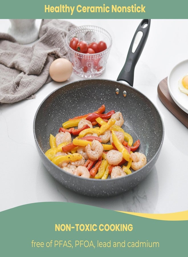 Bakeley 10 Inch Nonstick Frying Pan, Non Stick Pan with Granite Coating, Aluminum Skillet, Dishwasher Safe Cookware - Image 4